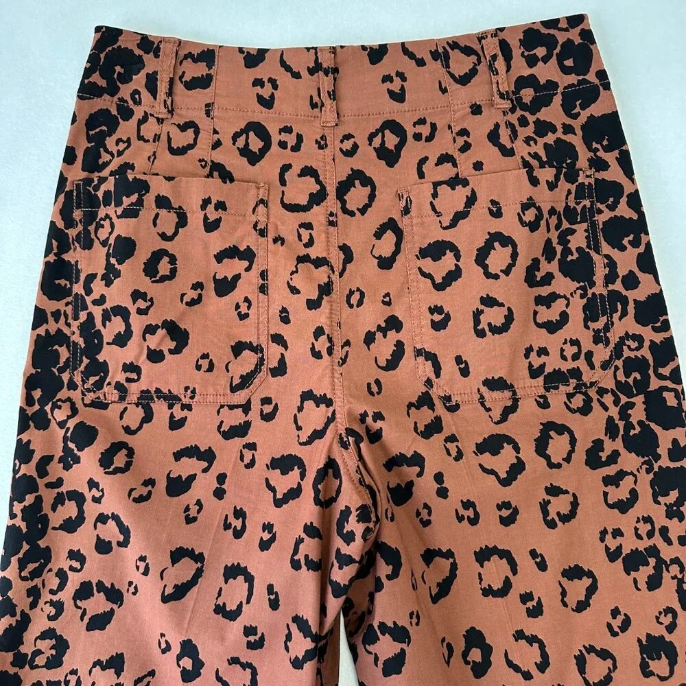 Maeve Anthropologie The Colette Wide Leg Crop Pants Size 30 Cheetah Print - Picture 4 of 11